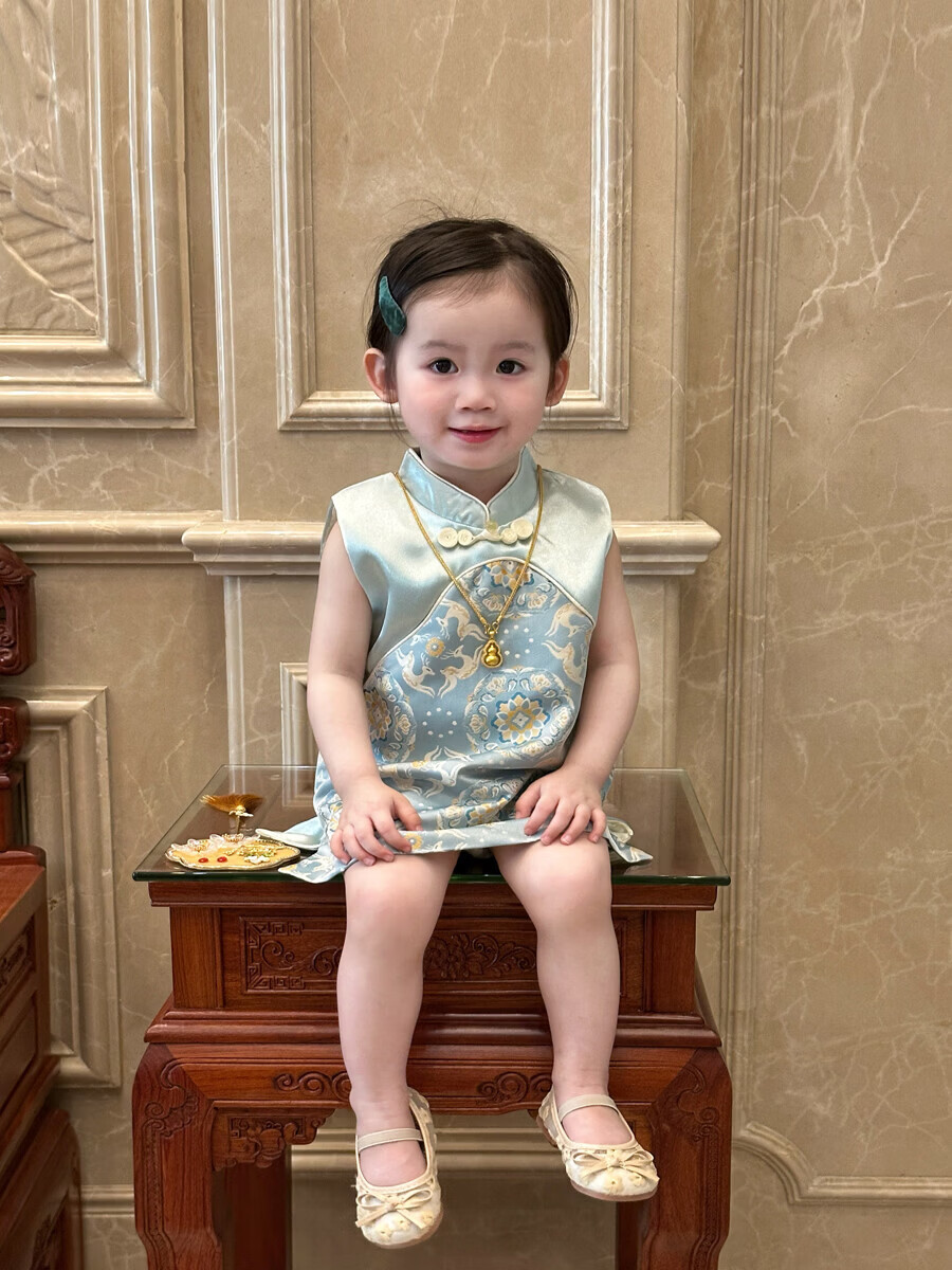 FADOBABY Children's Summer Qipao Dress Girls' Modified Chinese Style Fashion Dress Baby First Birthday Dress Summer Wear 10